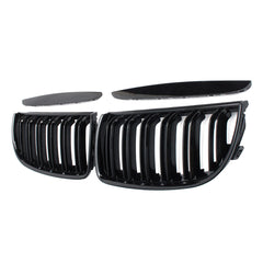 Pair Gloss Black Double Slat Sport Kidney Grille Grill Set