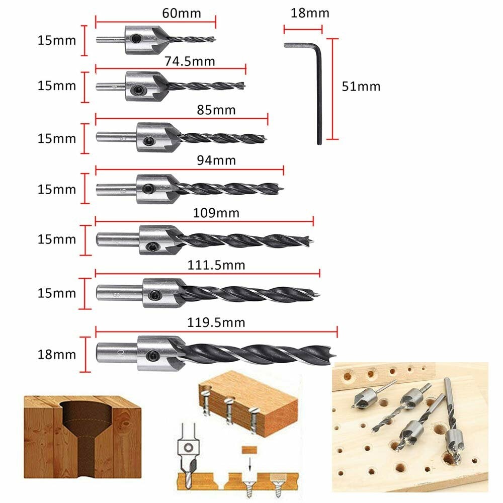 23 Pack Woodworking Chamfer Countersink Drill Bit