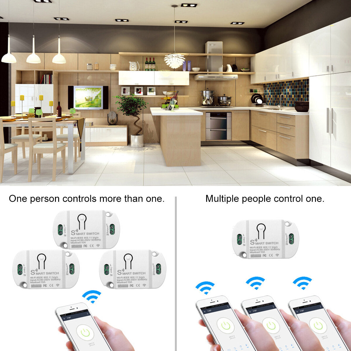WiFi Smart Switch Wireless Remote Switch APP Control Universal Smart Home Automation Module Voice Control Compatible with Alexa /Google Home