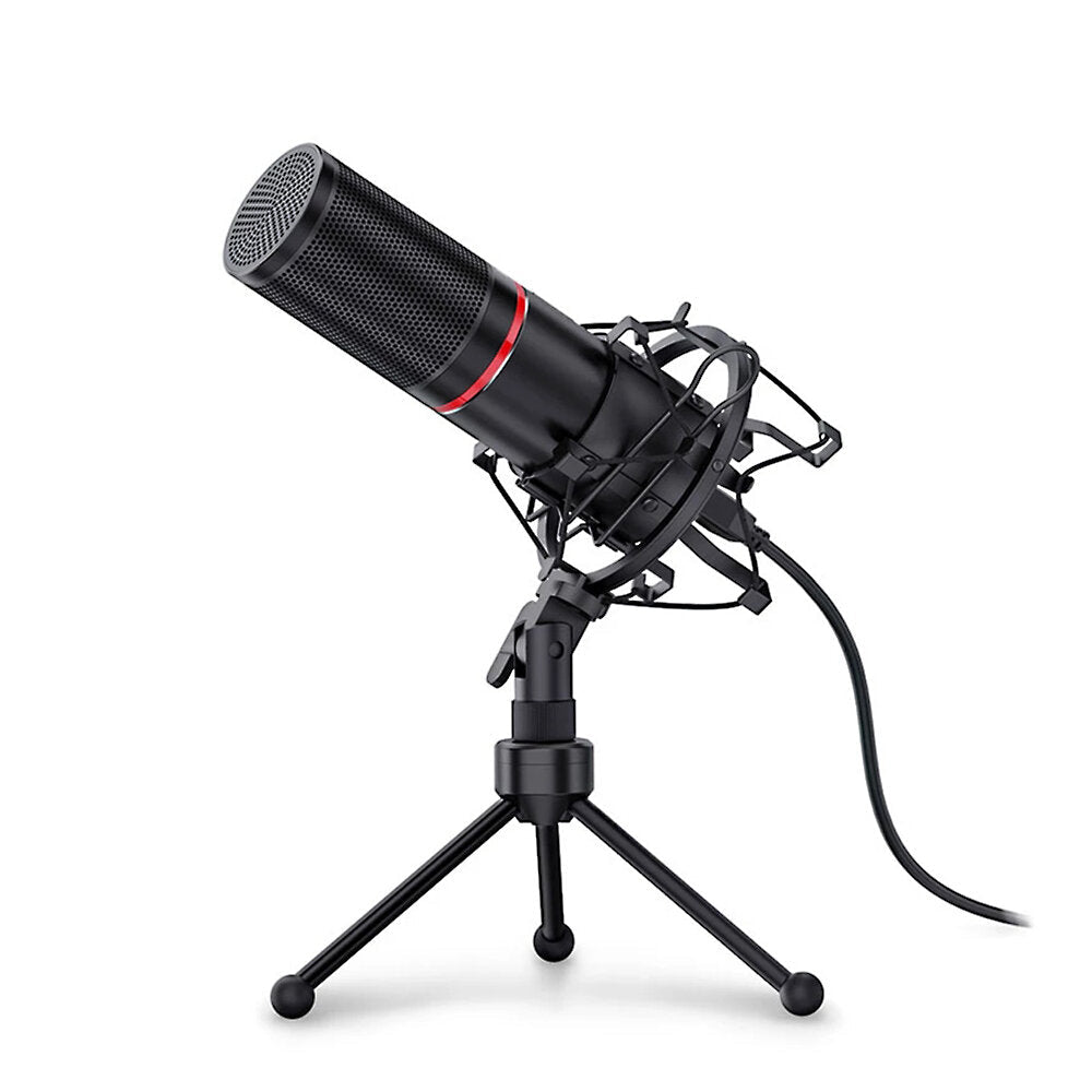 USB Condenser Recording Microphone with Tripod Cardioid Studio Vocals Voice Mic for PC Laptop Live Broadcast Streaming