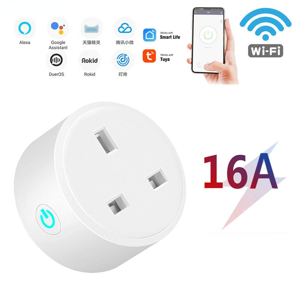 WIFI Remote Control 16A Smart Timer UK Socket Compatible With Tuya APP Alexa Google Home