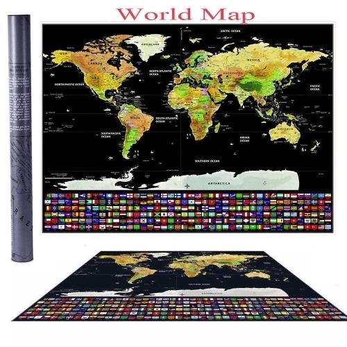 Scratch Off World Map Interactive Vacation Poster World Travel Maps For Home Office Decoration