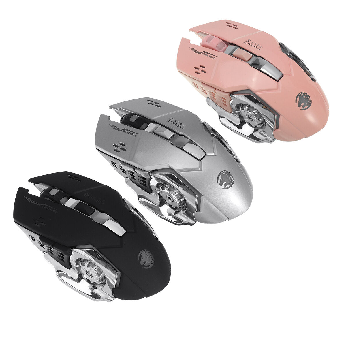 2.4 GHz Wireless Mouse 1600DPI Rechargeable Breathing LED Light Optical Mice with USB Receiver for PC Laptop Desktop