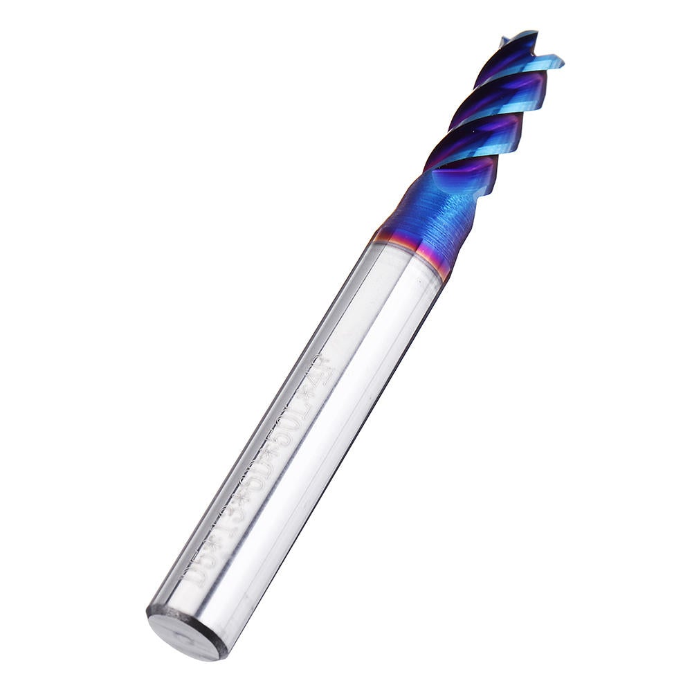 HRC60 5/6/8mm 4 Flutes Blue NACO Coated Tungsten Carbide Milling Cutter CNC Tool