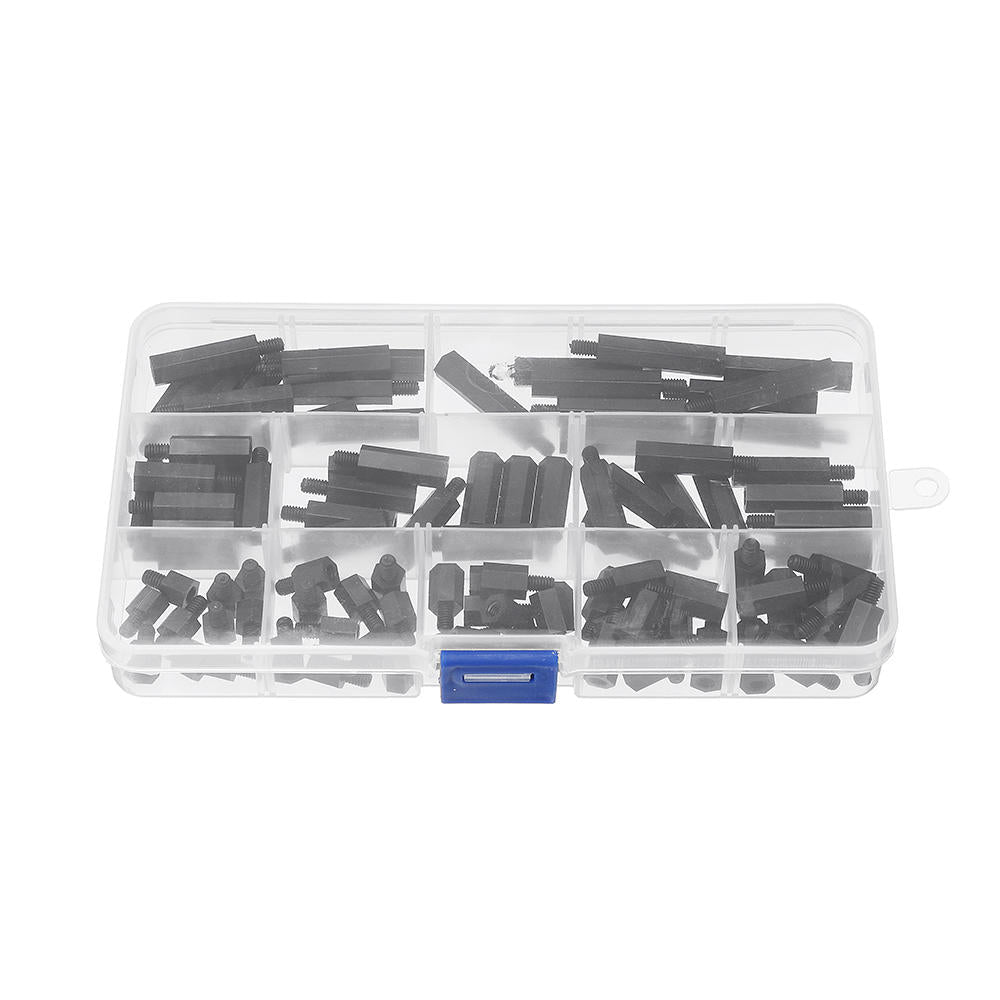 M4NH4 110Pcs M4 Nylon Hex Screw Black/White Female to Male PCB Standoff Column Set