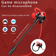 Wired Earphone Stereo Noise Reduction Dynamic In-ear Earbuds 3.5mm Gaming Headset with Mic