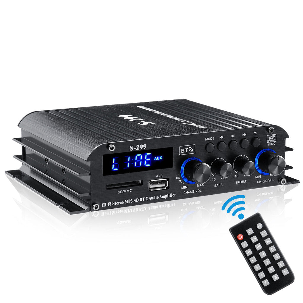 4x400W Bluetooth Power Amplifier 4.1 Channel Hi-Fi Home Car Use with Remote Control