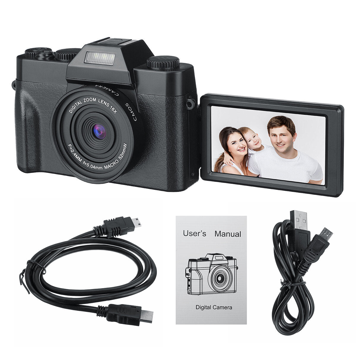 Vlog Camcorder 30MP 16X Digital 4K Camera Support Microphone for Tik Tok Youtube Live Streaming
