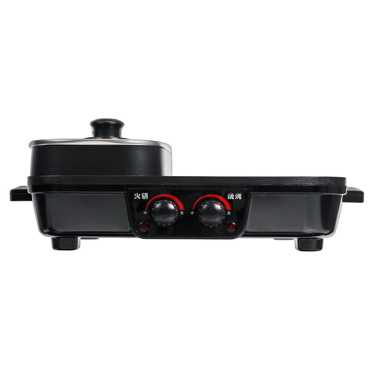 1500W 2 in 1 Electric Smokeless Nonstick Barbecue Pan Roasted Shabu Hot Pot