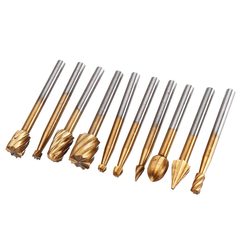 10pcs 1/8 Inch HSS Rotary Rasp File Rotary Rasp Burrs Wood Bits Grinding wood working Tool