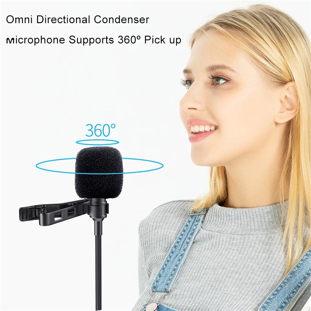 Wired microphone Clip-on Lapel CVC Noise Reduction 8M Cable 3.5MM Plug Mini Condenser Mic for Meeting Broadcast Vlogging Recording