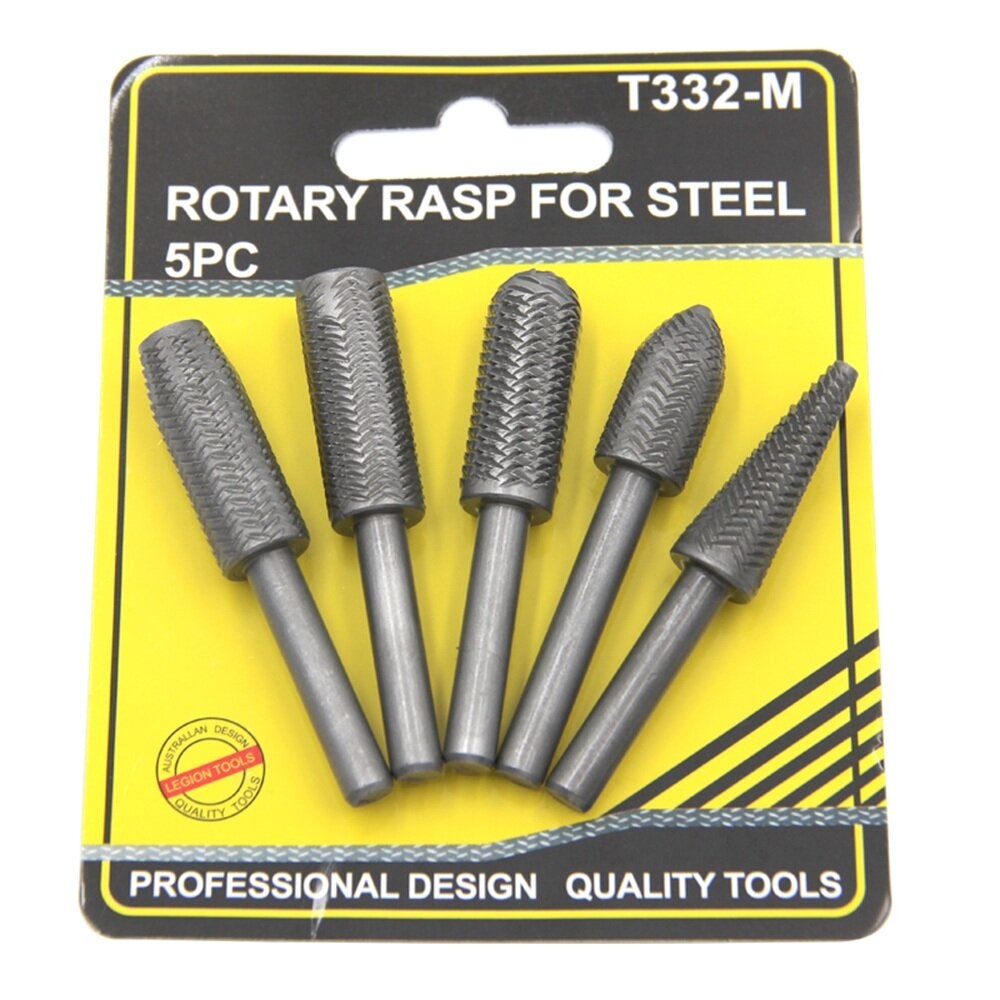 5pcs 6mm Shank Rotary Rasp Carbide Burr Rotary Cutter File wood working Metal Trimming Set Metal Polishing Repair Tool