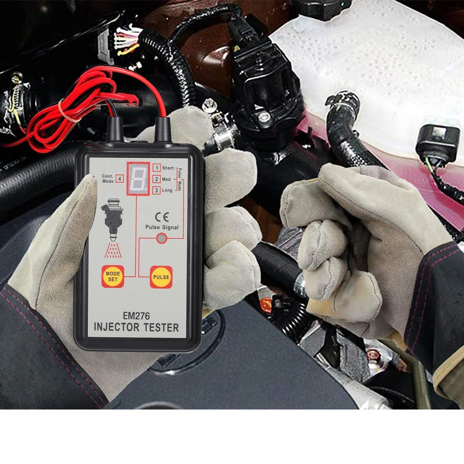 Auto Injector Tester 4 Pulse Modes Fuel Flush Cleaner Adapter Cleaning Tool Kit