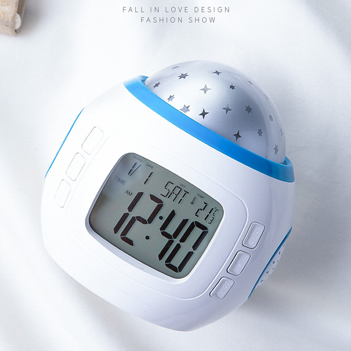 Night Light Projector LED Lamp Bedroom Digital Alarm Clock With Music for Kids