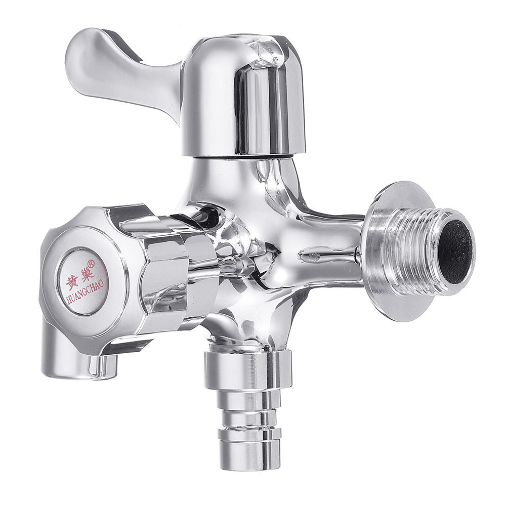 Wall Mount Single Cold Washing Machine Faucet 1/2'' Double Spouts 2 Handles Water Tap Garden Bathroom Bock