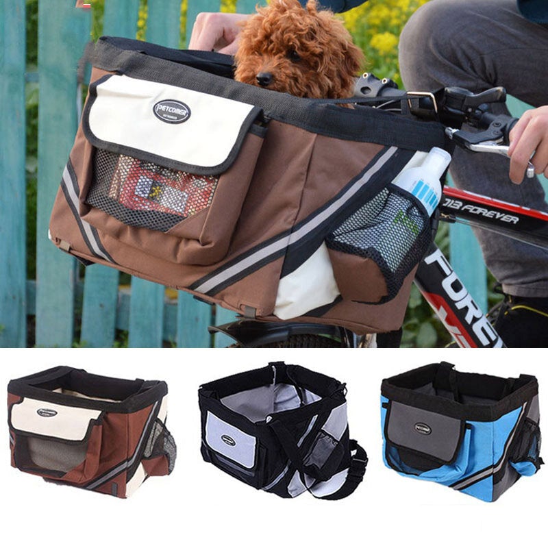 Pet Puppy Bicycle Basket Storage Puppy Ride Bike Canopy Dog Cat Carrier Safety Bike Basket