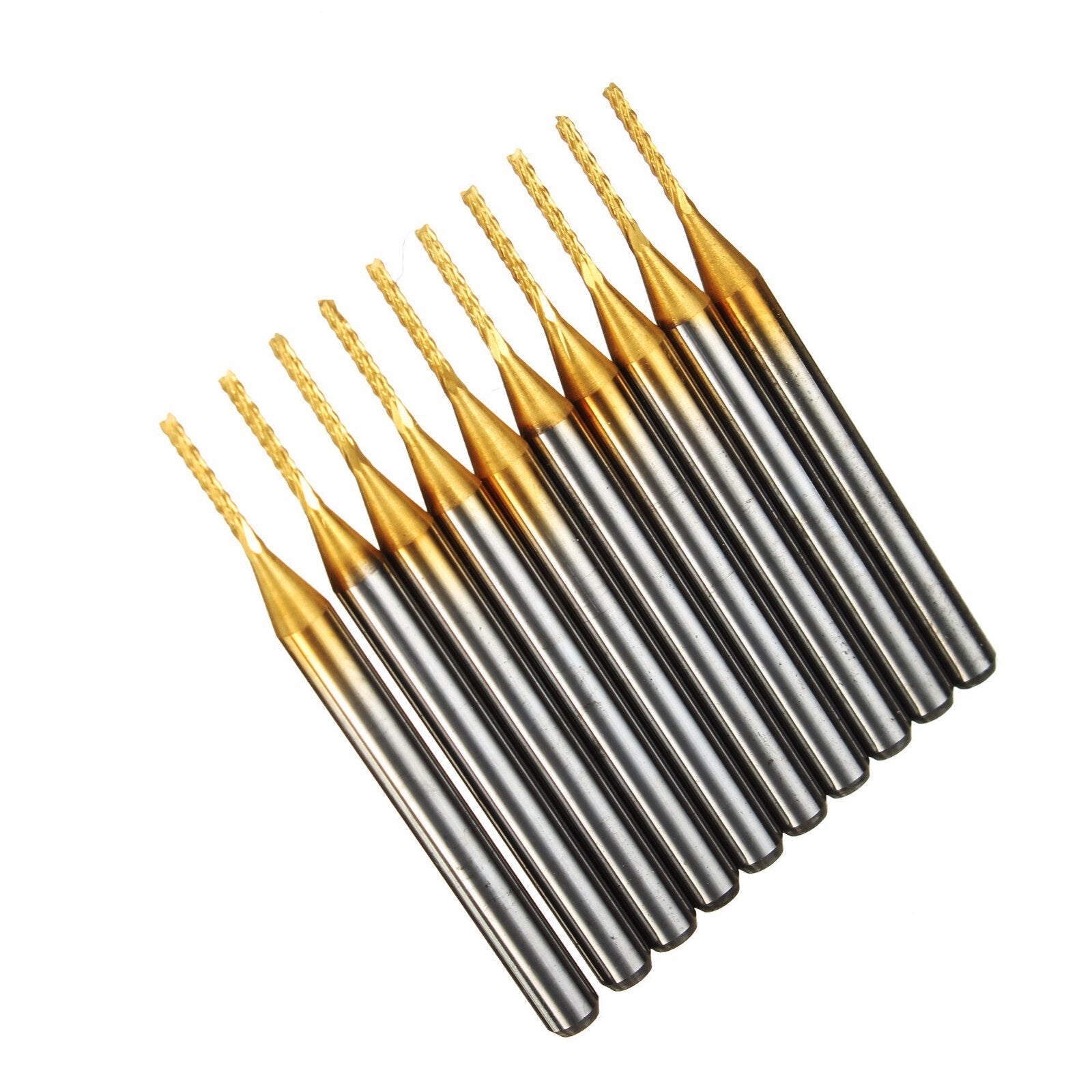 10pcs 1.0mm Carbide PCB Bits 1/8 Inch Shank Titanium Coated End Mill Engraving Bits