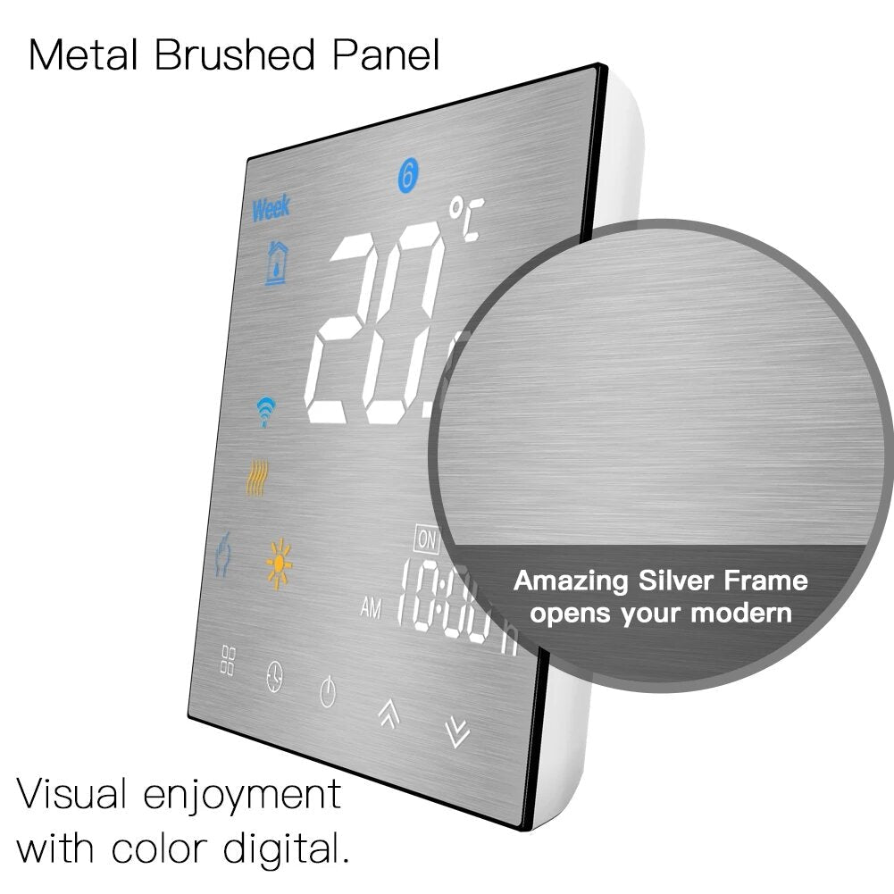 Smart Thermostat Temperature Controller Water/Electric Floor Heating Water/Gas Boiler Brushed Panel 2MQTT Alexa Google Smart Life