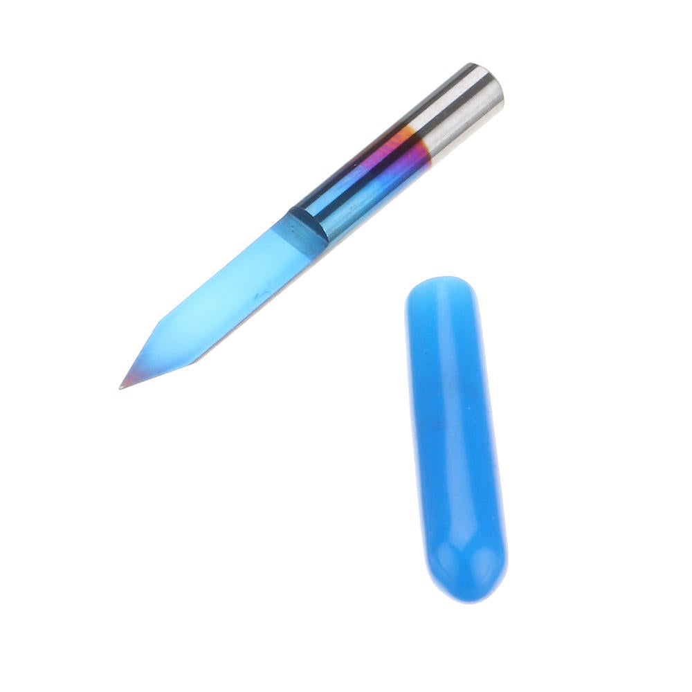 10pcs 0.1mm 0.2mm 40 Degree Engraving Bit Blue Nano Coated Carbide Flat Bottom PCB Engraving Bit CNC Router Tool