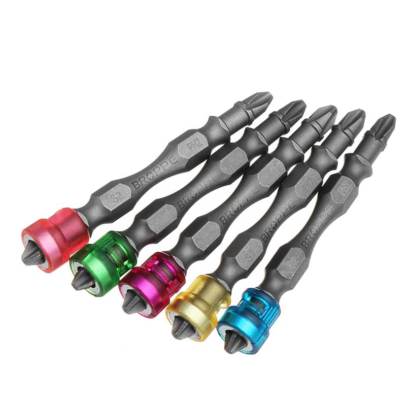 5pcs Double Head 65mm S2 Alloy PH2 Phillips Magnetic Screwdriver Bits 1/4 Inch Hex Shank