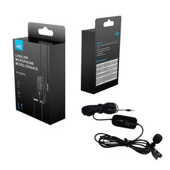 Lavalier Microphone Rechargeable Lapel Condenser Clip-on Handsfree Collar Mic for Mobile Phone DSLR Camera PC Laptop