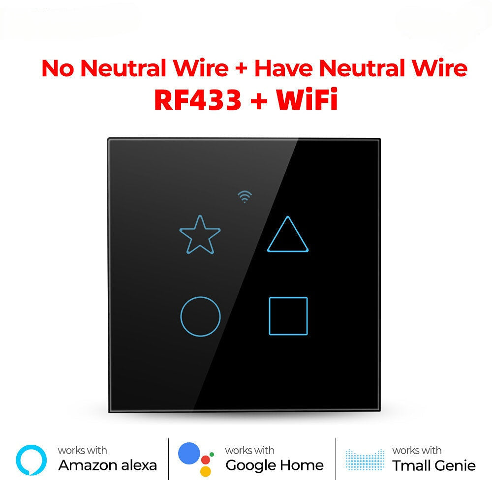 Smart Wall Light Switch LCD Touch Screen Tuya WiFi And 433Mhz Universal Remote Control Works With Alexa Google Home