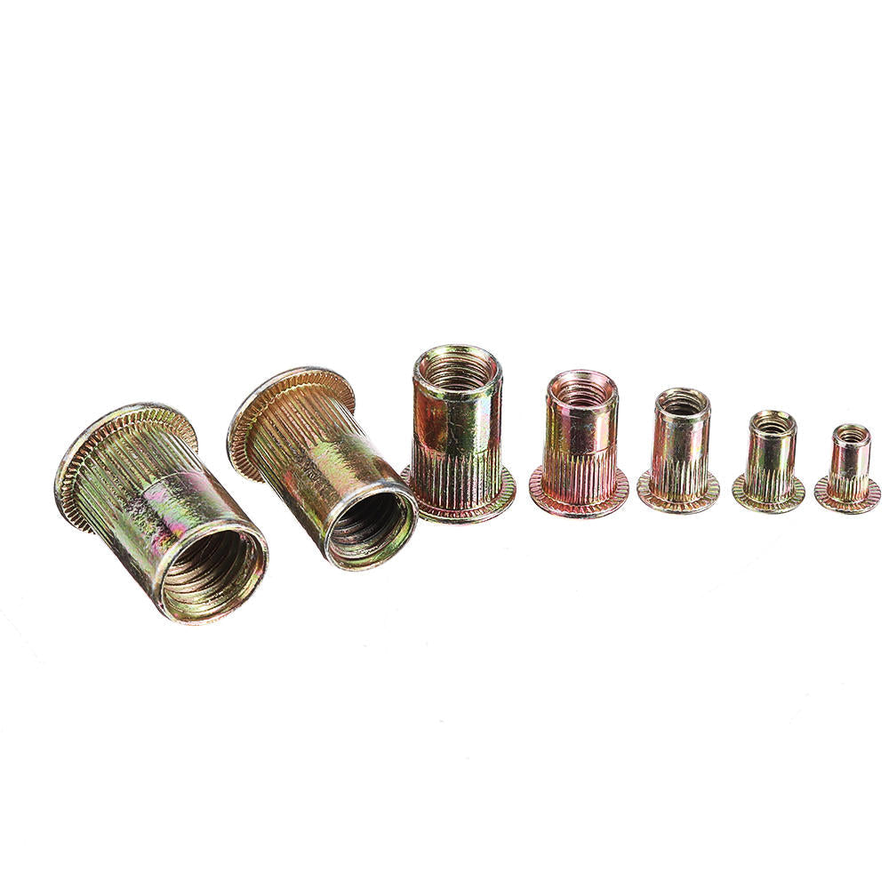 220Pcs M3/M4/M5/M6/M8/M10 Zinc Plated Rivet Nut Threaded Countersunk Head Insert Nut Tool Kits