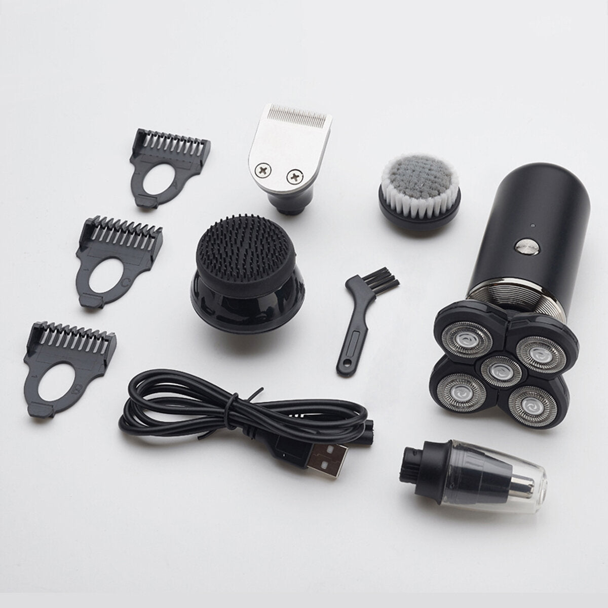 5-in-1 5D Rotary Floating Heads Electric Shaver USB Charging IPX6 Waterproof Men Nose Hair Cleaner Set Intelligent Anti-pinch Electric Shaver