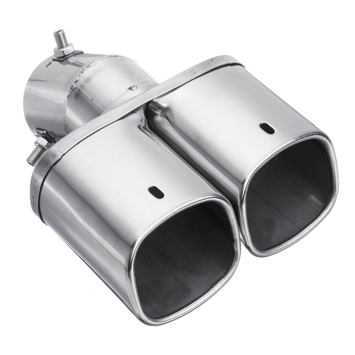 Universal Square Double Outlet Half-Grilled Blue Muffler Exhaust Tip End Tail Pipe