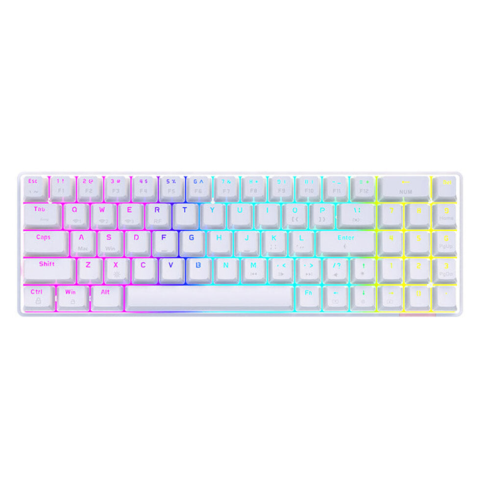 Mechanical Gaming Keyboard Translucent Keycaps Triple-Mode With Musical Rhythm RGB Backlit