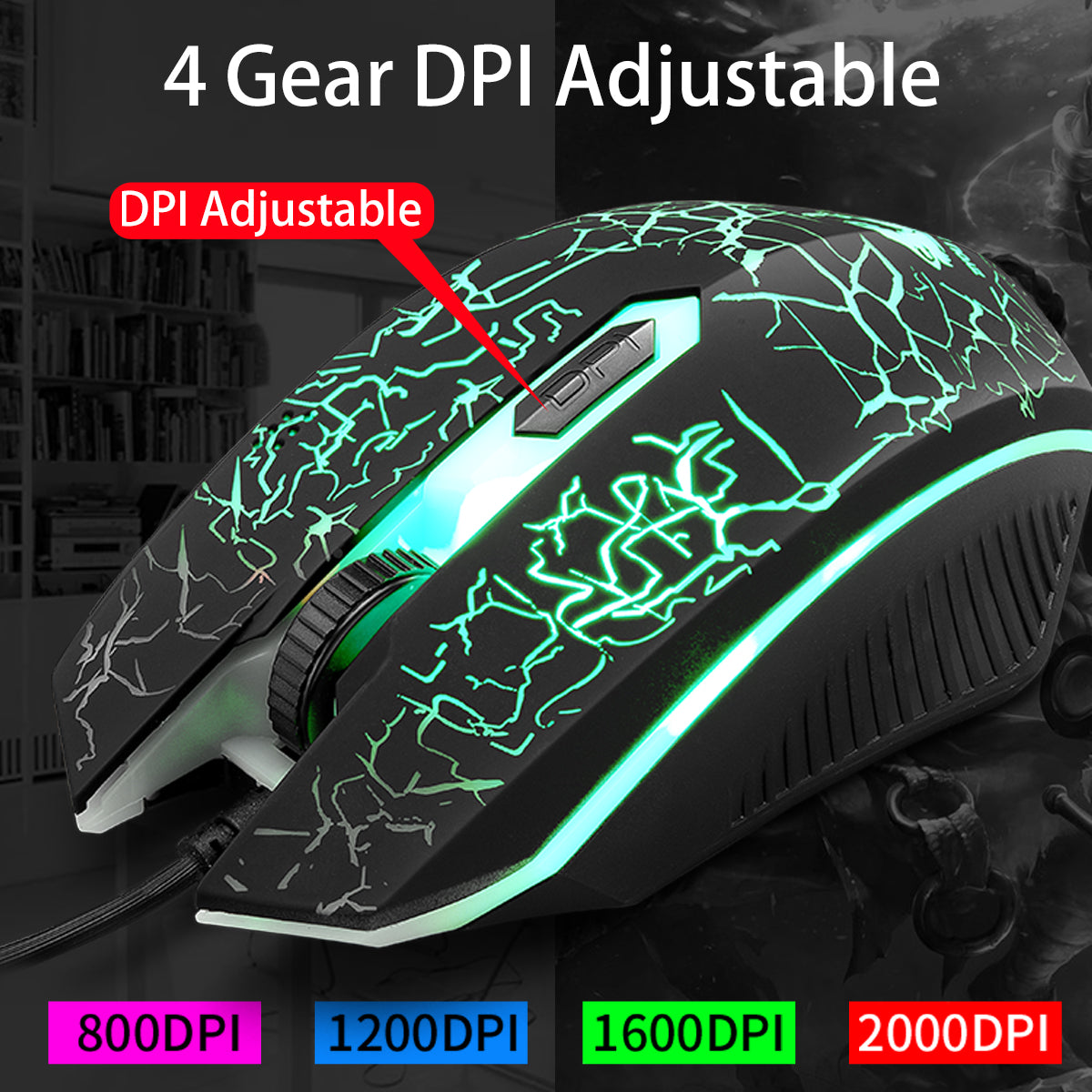 Keyboard & Mouse Combo 104 Keys Russian Version Wired Colorful Backlit Gaming Keyboard 2000DPI Optical Mouse Set with Mouse Pad