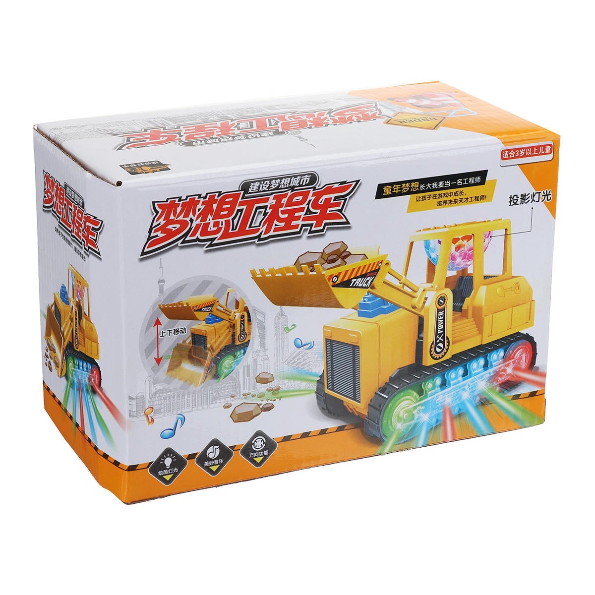 Electric LED Light Movable Truck Excavator Car Kid Xmas Gifts Toys