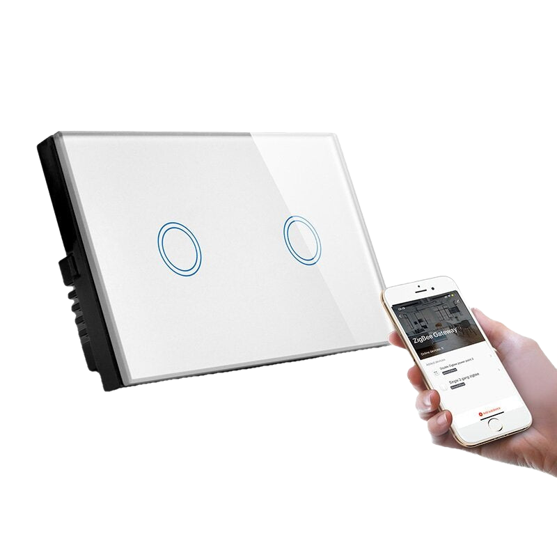 Crystal Touch Screen Glass Panel ZB Wall Switch Compatible with Alexa and Google Home 1/2/3/4Gang