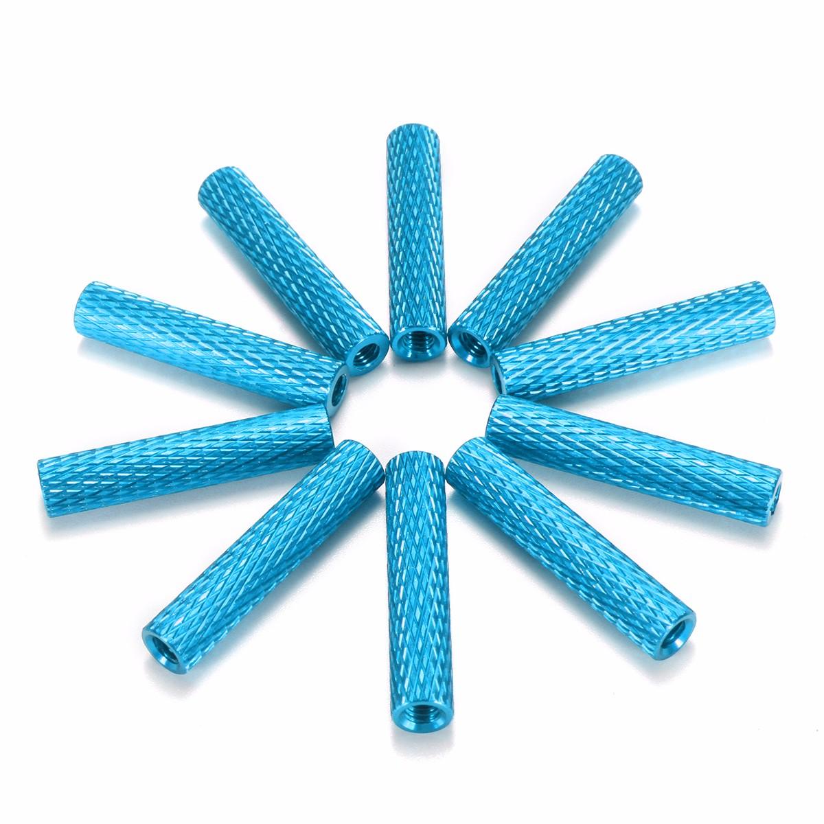M3AS6 10Pcs M3 28mm Knurled Standoff Aluminum Alloy Anodized Spacer