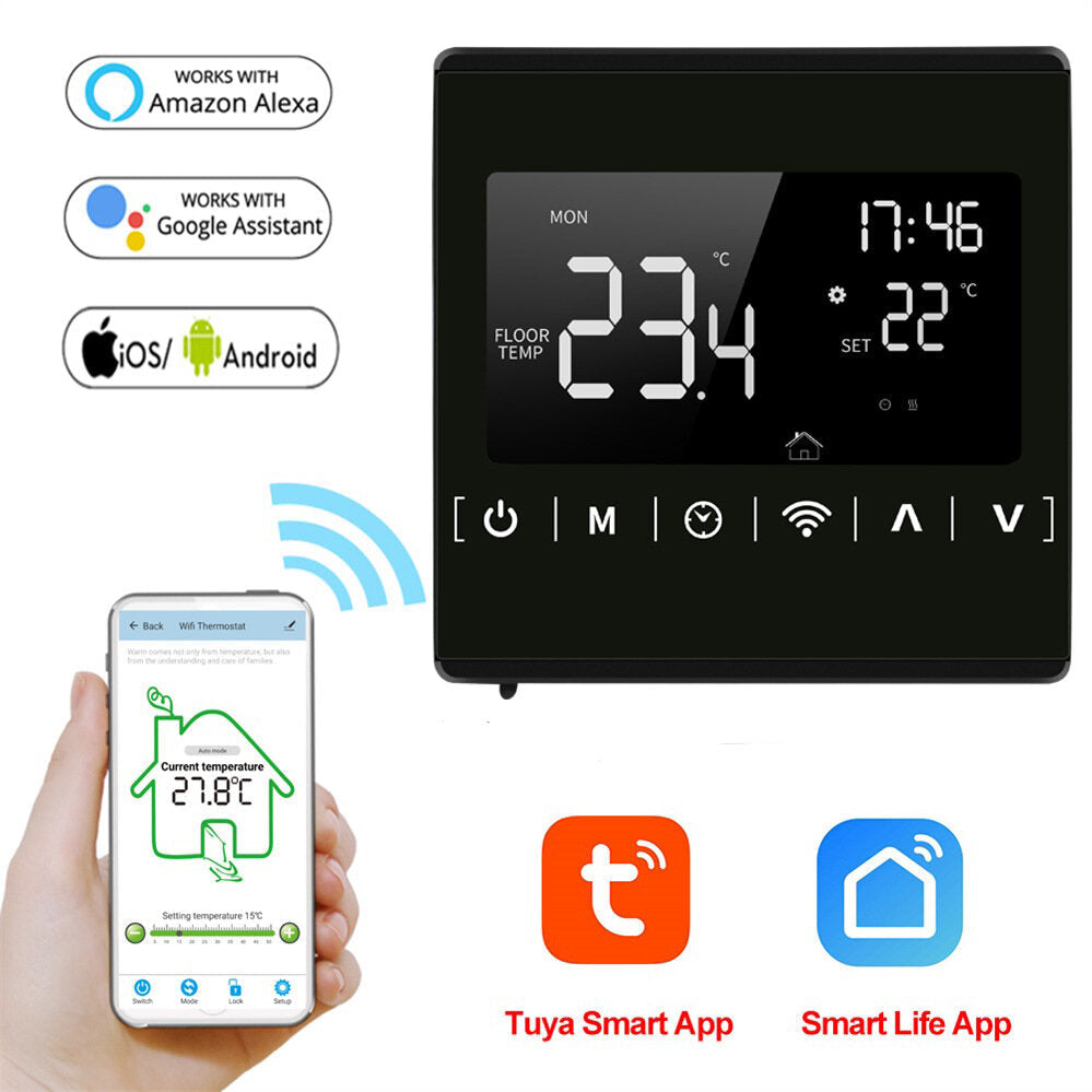 Touch Screen WiFi Thermostat APP Remote Control for Water Heating Voice Temperature Controller 250V 3A