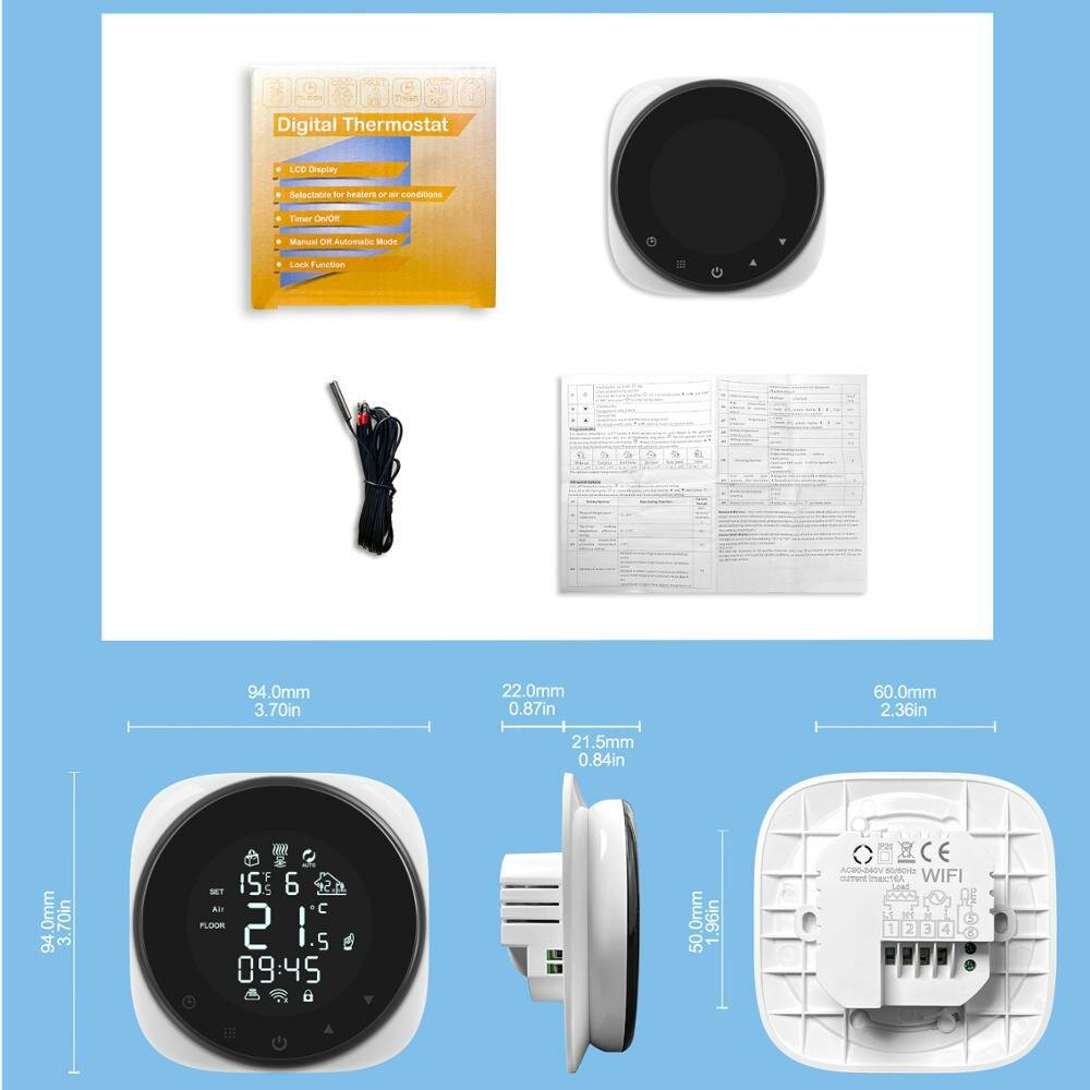 LCD Panel WIFI Thermostat Electric Floor Heating Tuya APP Smart Remote Controller