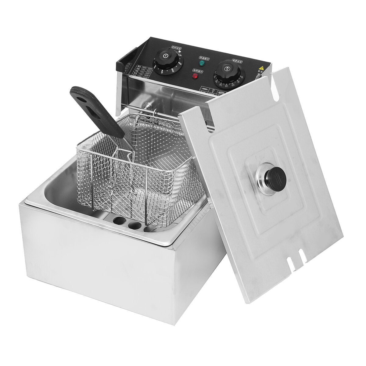 220V 6L/12L Timer Electric Fryer Deep Fryer With Lids & Baskets