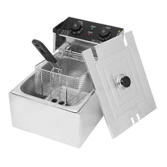 220V 6L/12L Timer Electric Fryer Deep Fryer With Lids & Baskets