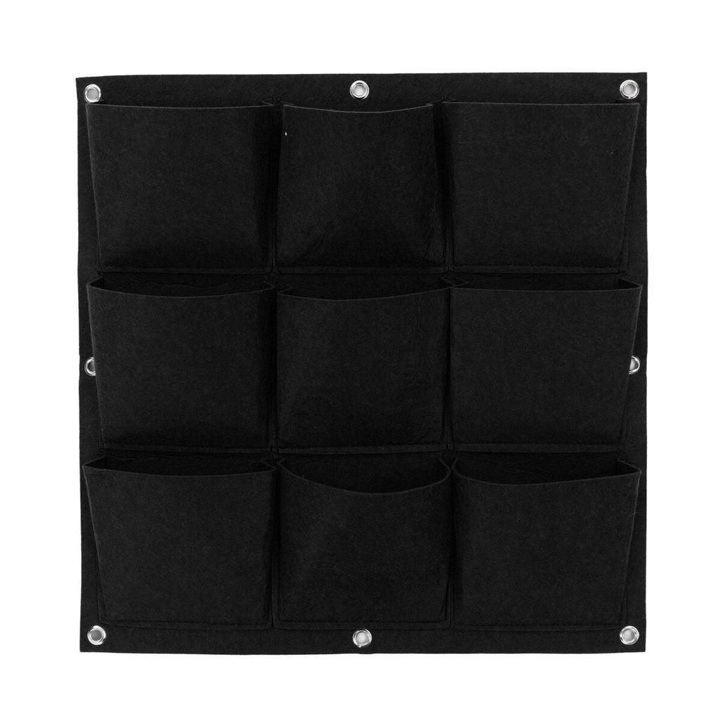 9-64 Pockets Plant Pot Flower Pot Felt Vertical Garden Hanging Black Wall Planters Pouch