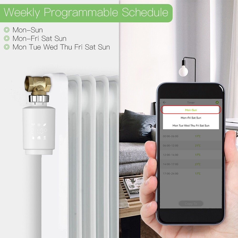 Smart Home Radiator Valve Switch App Remote Control Temperature Adjustment Voice Control Works with Alexa Google Home