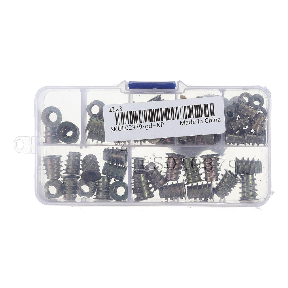 70Pcs M4/M5/M6 Zinc Alloy Wood Furniture Hex Socket Drive Head Threaded Insert Nut Internal and External Nut 8-15mm
