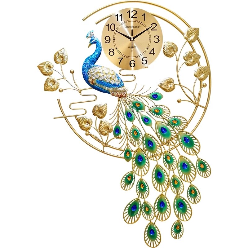 Without Battery Peacock Clock Wall Clock Wall Watch Living Room Home Creative Fashion Mute Modern Decoration Personality Clock