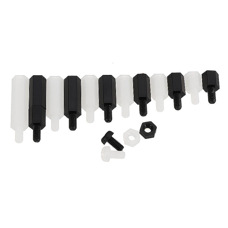 M3NH11 M3 Nylon Screw Black White Hex Screw Nut PCB Standoff Assortment Kit 180Pcs