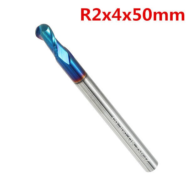 R0.5-R3 2 Flutes Tungsten Carbide End Mill HRC65 NACO Coated Ball Nose Cutter