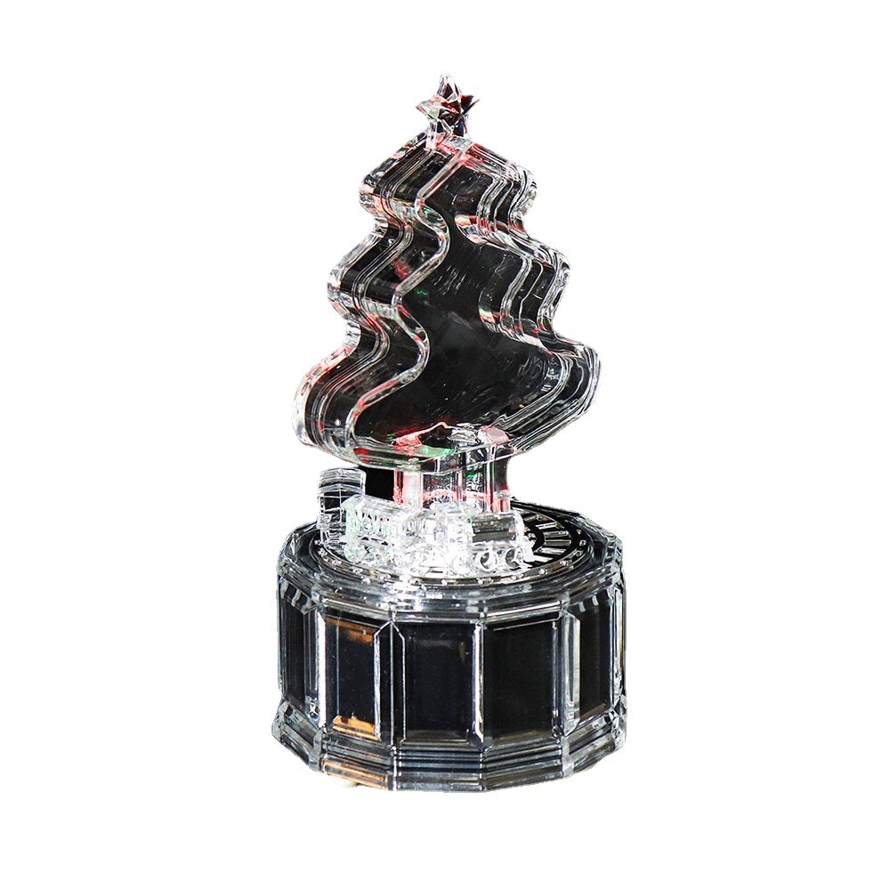 Christmas Tree Music Box with Lights Acrylic Crystal Texture Gifts Birthday