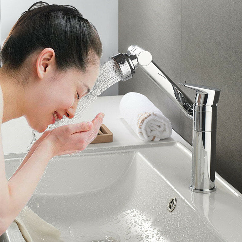 Bathroom Wash Basin Faucet Rotate Spout Hot Cold Mixer Tap Multidirectional Rotation Two Water Mode