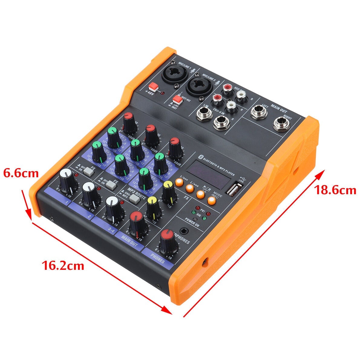 4 Channel Bluetooth DJ Mic Audio Mixer Live Studio Audio Mixing Console
