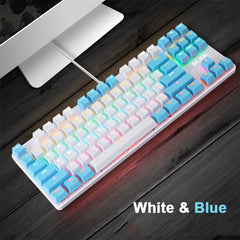 Wired Mechanical Gaming Keyboard 87 Keys Swtich Hot Swappable Dual Color Design With LED Lighting Effect For Gaming Office