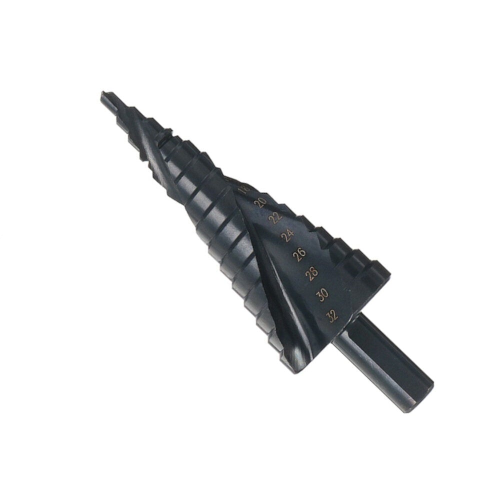 3Pcs HSS Spiral Flute Step Drill Bit Triangle Shank With Automatic Center Pin Punch For Hole Drill