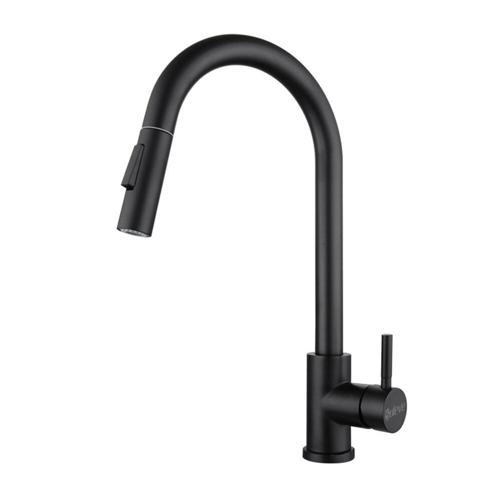 Stainless Steel Kitchen Faucet 360 Rotation With Pull Down Sprayer Fingerprint Resistant Hot Cold Water Mixer Tap